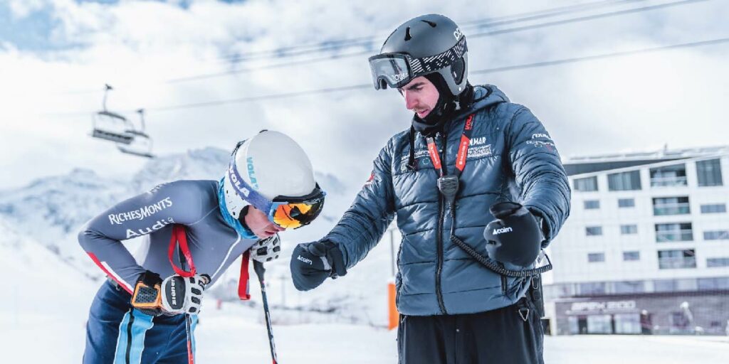 skier and instructor